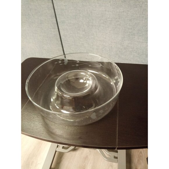 Princess House Vintage Clear Dining Crystal/Glass Chip and Dip Bowl with Etched - Picture 8 of 10